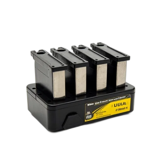 black, plastic, magazine, loader, 9mm, cartridges, displayed, white transparent PNG cut-out