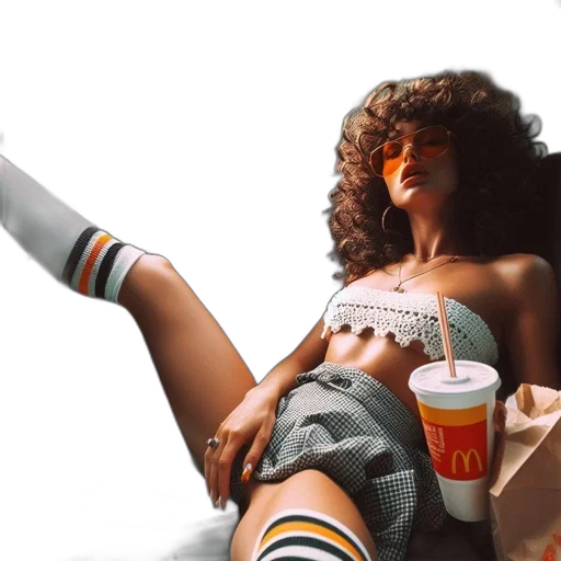 shoes, vaporwave, neon lights, woman, relaxes, parked, car, sporting transparent PNG cut-out