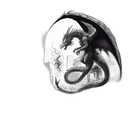 dragon, mask, face, creature, fantasy art, photorealistic, pencil sketch, concept art transparent PNG cut-out