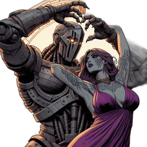 comic book art, concept art, robotic, figure, humanoid, features, holds, radiant transparent PNG cut-out