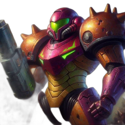 robot, weapon, concept art, 3d render, fantasy art, robotic, figure, red transparent PNG cut-out