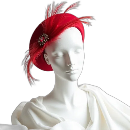 hat, crown, photorealistic, 3d render, mannequin, head, adorned, red transparent PNG cut-out
