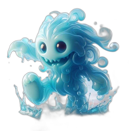 creature, dragon, concept art, fantasy art, 3d render, pixel art, underwater, blue transparent PNG cut-out