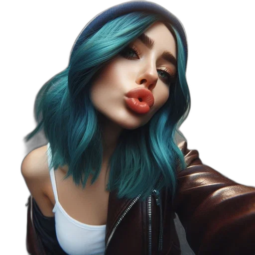 face, hair, jacket, creature, photorealistic, fantasy art, cyberpunk, cartoon transparent PNG cut-out