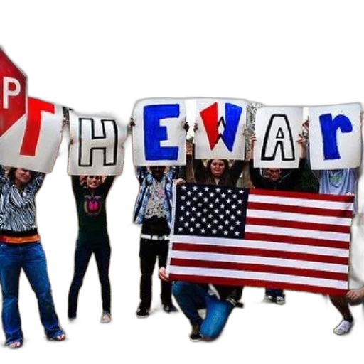 group, people, hold, signs, american, flag, protest, war transparent PNG cut-out