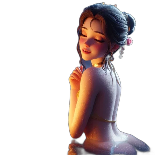 photorealistic, 3d render, concept art, fantasy art, sunset, ethereal, portrait, female transparent PNG cut-out