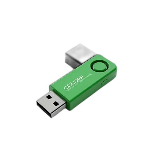 3d render, green, usb, flash, drive, black, cap, shown transparent PNG cut-out