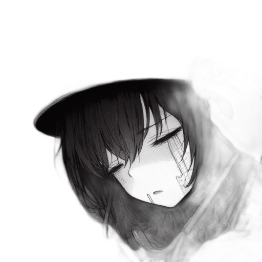 hat, mask, face, creature, anime, watercolor, photorealistic, concept art transparent PNG cut-out