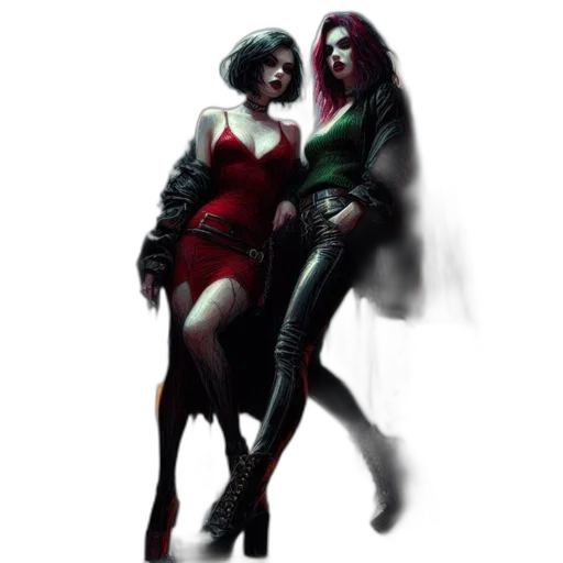 concept art, comic book art, fantasy art, cyberpunk, neon lights, fire, red, dark transparent PNG cut-out