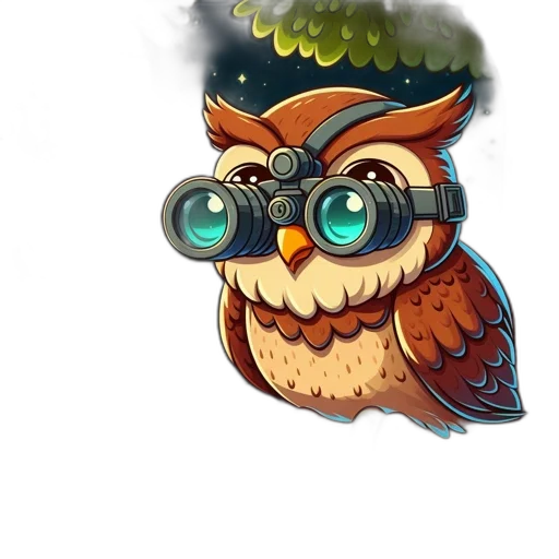 staff, concept art, pixel art, fantasy art, watercolor, animated, owl, large transparent PNG cut-out