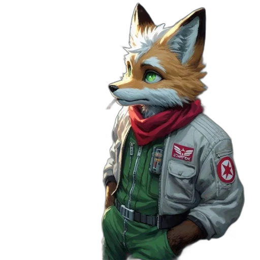 jacket, staff, animal, mask, concept art, fantasy art, comic book art, pixel art transparent PNG cut-out