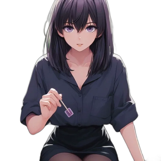 dress, umbrella, jacket, staff, anime, pixel art, photorealistic, cartoon transparent PNG cut-out
