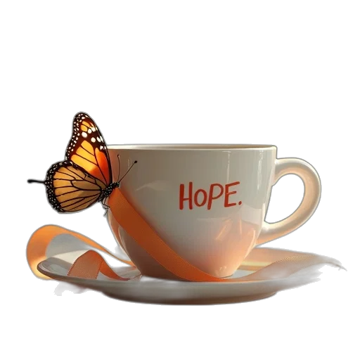 photorealistic, butterfly, ribbon, hope transparent PNG cut-out