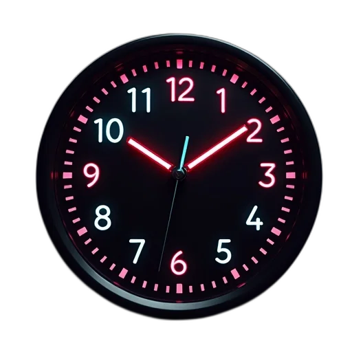 3d render, photorealistic, digital, clock, black, colorful, face, displaying transparent PNG cut-out