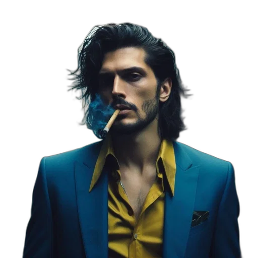 jacket, face, hair, animal, cyberpunk, concept art, photorealistic, comic book art transparent PNG cut-out
