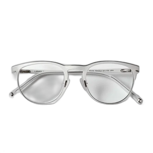 pair, white, minimalist, eyeglasses, thin, metal, frames, simple transparent PNG cut-out