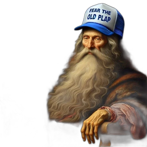 hat, face, photorealistic, fantasy art, concept art, 3d render, old, man transparent PNG cut-out