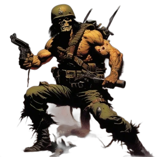 weapon, comic book art, concept art, pixel art, fantasy art, post-apocalyptic, warrior, stands transparent PNG cut-out