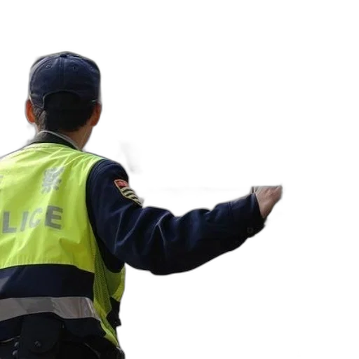 staff, jacket, hat, police, officer, yellow, vest, word transparent PNG cut-out