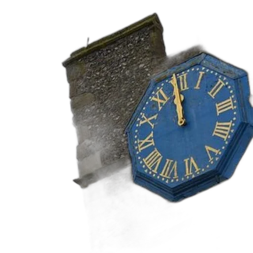 jewelry, 3d render, blue, octagonal, clock, gold, roman, numerals transparent PNG cut-out