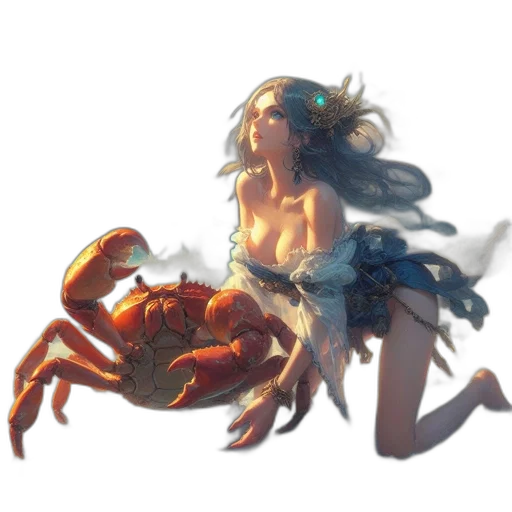 creature, dress, dragon, concept art, fantasy art, pixel art, watercolor, underwater transparent PNG cut-out