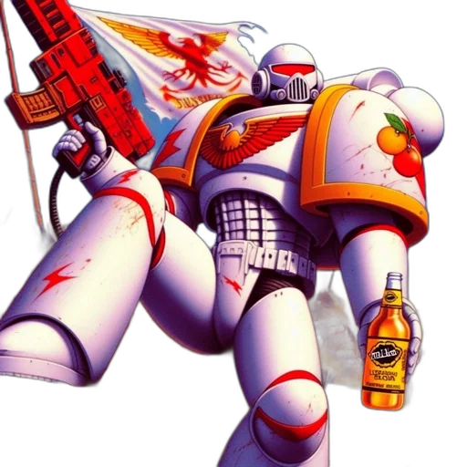 robot, weapon, concept art, vaporwave transparent PNG cut-out