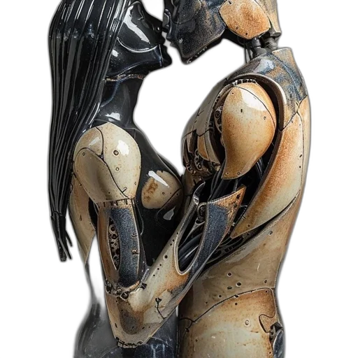 robot, cyberpunk, concept art, 3d render, fantasy art, outer space, two, humanoid transparent PNG cut-out