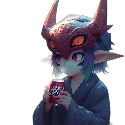 dragon, creature, robot, mask, vaporwave, concept art, fantasy art, anime transparent PNG cut-out