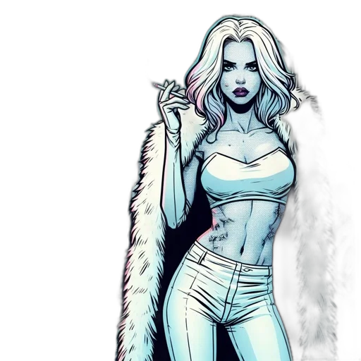 comic book art, concept art, cartoon, fantasy art, blue, pastel, monochrome, woman transparent PNG cut-out