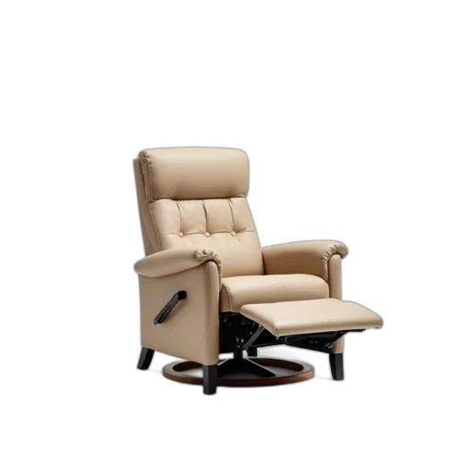 furniture, 3d render, beige, recliner, tufted, backrest, matching, footrest transparent PNG cut-out