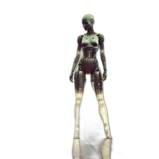 robot, staff, dress, creature, 3d render, concept art, cyberpunk, pixel art transparent PNG cut-out