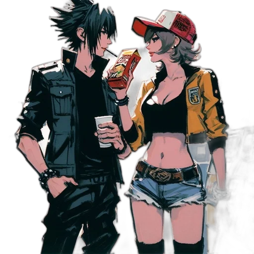 jacket, hat, concept art, anime, comic book art, pixel art, fire, neon lights transparent PNG cut-out
