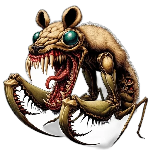 creature, animal, mask, concept art, comic book art, 3d render, hybrid, rat-like transparent PNG cut-out