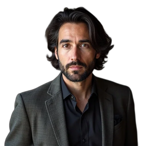jacket, hair, staff, face, photorealistic, alex, reid, host transparent PNG cut-out