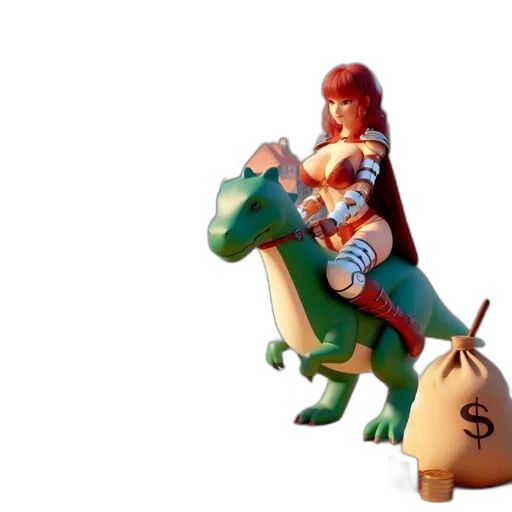 3d render, concept art, magical, landscape, woman, wearing, armor, rides transparent PNG cut-out
