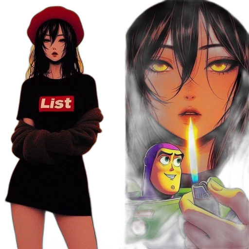 concept art, comic book art, anime, photorealistic, fire, neon lights, neon, red transparent PNG cut-out