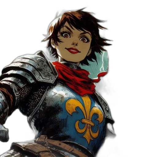 sword, face, comic book art, concept art, fantasy art, photorealistic, young, woman transparent PNG cut-out