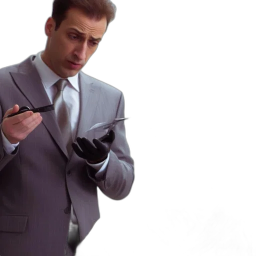 staff, jacket, man, suit, tie, holding, fork, knife transparent PNG cut-out