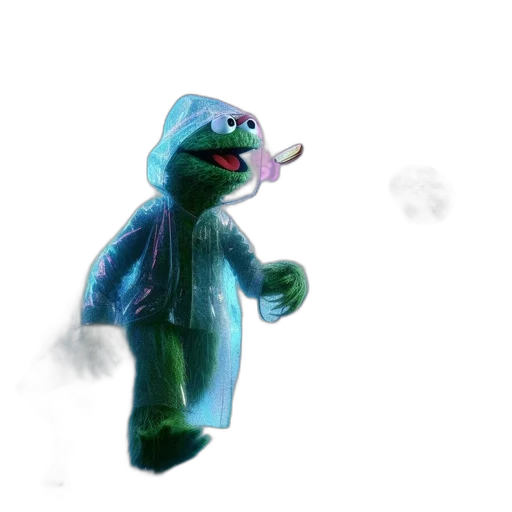 jacket, creature, animal, staff, concept art, 3d render, photorealistic, vaporwave transparent PNG cut-out