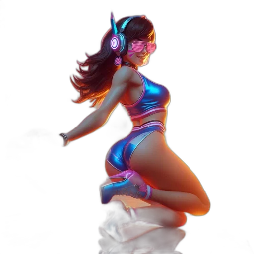 dress, 3d render, concept art, vaporwave, fantasy art, neon lights, underwater, neon transparent PNG cut-out