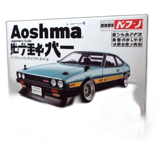 car, photorealistic, anime, vaporwave, concept art, model, kit, box transparent PNG cut-out
