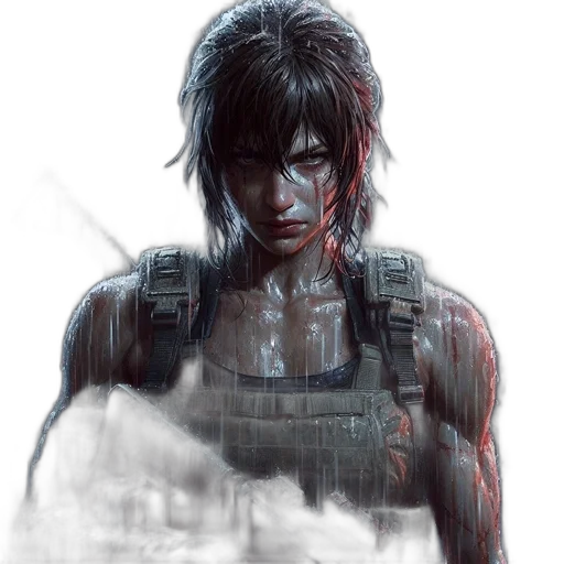 weapon, cyberpunk, concept art, comic book art, pixel art, woman, tactical, gear transparent PNG cut-out