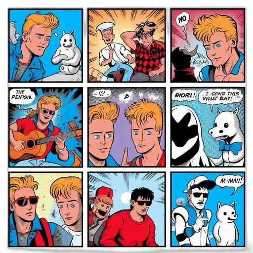comic book art, cartoon, concept art, image, comic, strip, consisting, eight transparent PNG cut-out