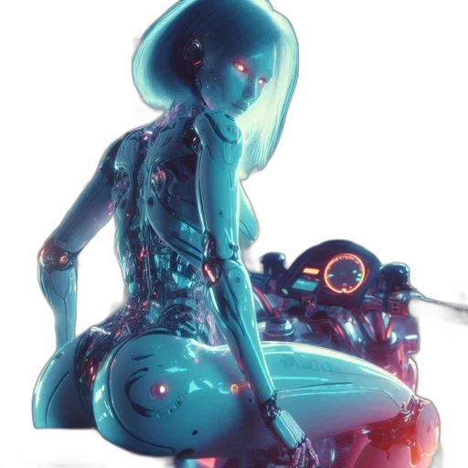 robot, car, jewelry, dress, cyberpunk, concept art, vaporwave, 3d render transparent PNG cut-out