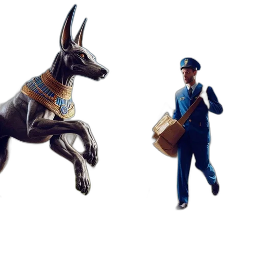 staff, animal, concept art, 3d render, photorealistic, suburban, neighborhood, mailman transparent PNG cut-out