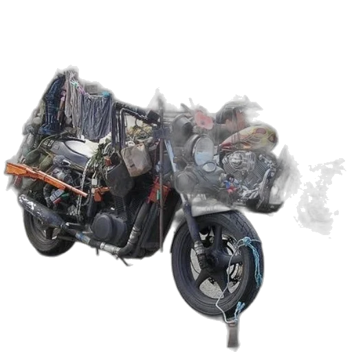 robot, weapon, photorealistic, 3d render, concept art, motorcycle, various, decorations transparent PNG cut-out