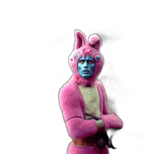 mask, creature, animal, staff, 3d render, concept art, vaporwave, cyberpunk transparent PNG cut-out