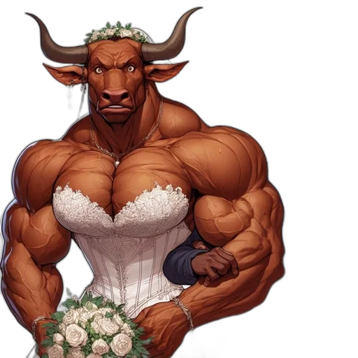 dress, concept art, fantasy art, pixel art, bull, wedding, surprised, human transparent PNG cut-out