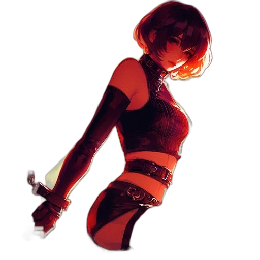 concept art, cyberpunk, photorealistic, comic book art, neon lights, red, animated, character transparent PNG cut-out