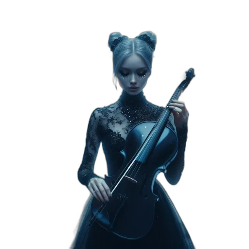 staff, dress, mask, concept art, fantasy art, cyberpunk, 3d render, blue transparent PNG cut-out